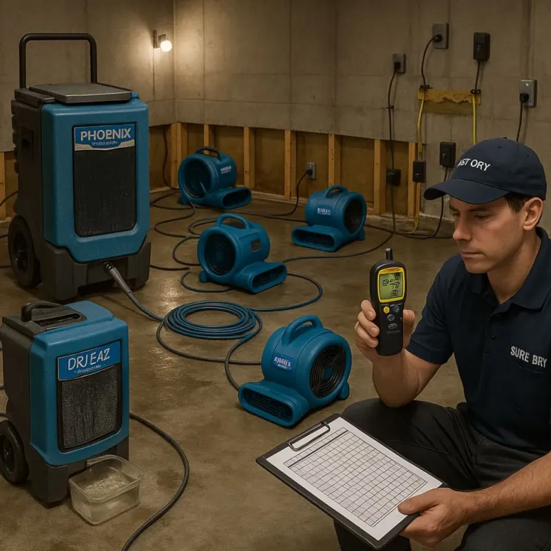 Structural Drying and Dehumidification process in Morada, CA